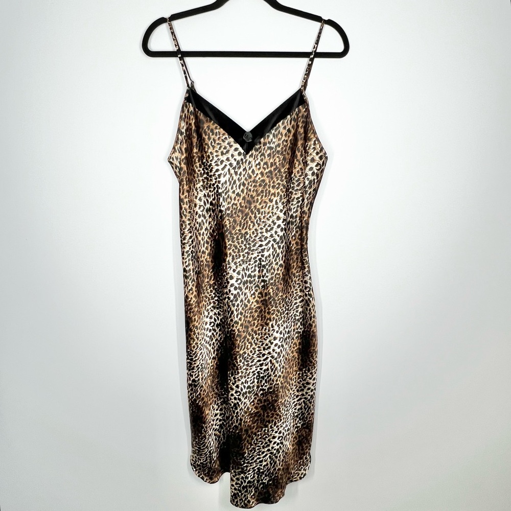 VTG 90s Cinema Etoile Leopard Print Silky Nightgown Large